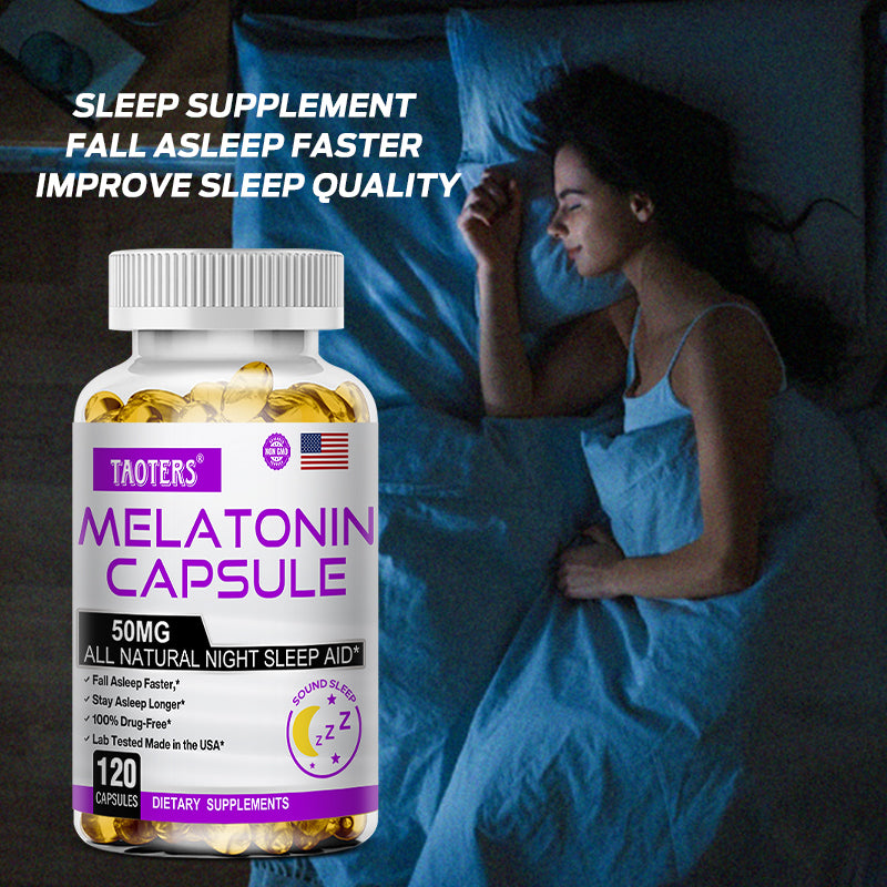 TAOTERS Melatonin 50MG Sleep Support Capsules | Advanced Nighttime Formula | 120 Capsules