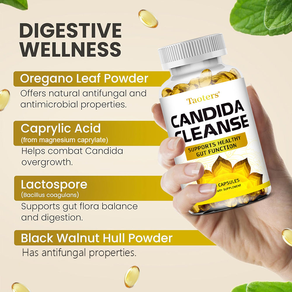 Taoters® Candida Cleanse Supplement Capsules with Oregano Leaf & Probiotics for Gut Health Support