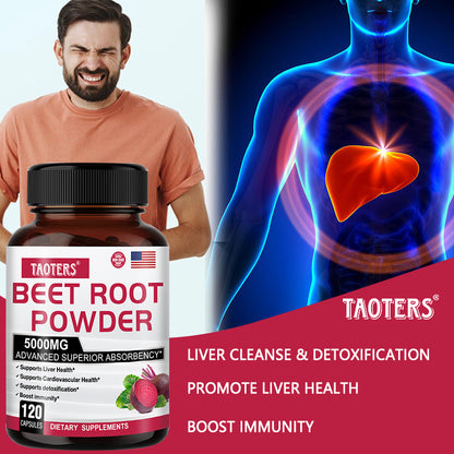 Taoters® Organic Beet Root Powder Capsules for Blood Flow & Cardiovascular Health