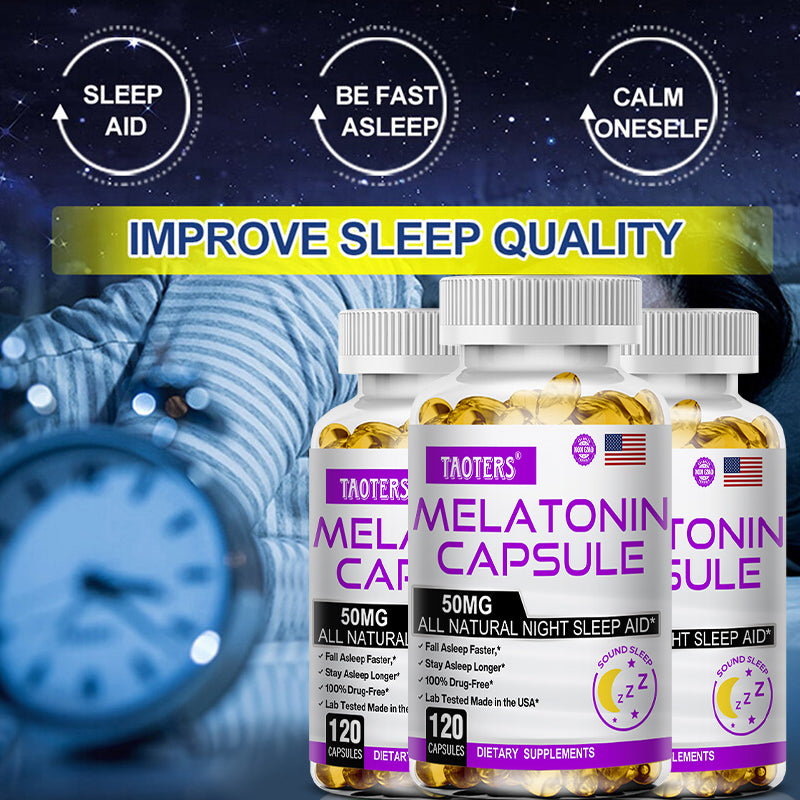 TAOTERS Melatonin 50MG Sleep Support Capsules | Advanced Nighttime Formula | 120 Capsules
