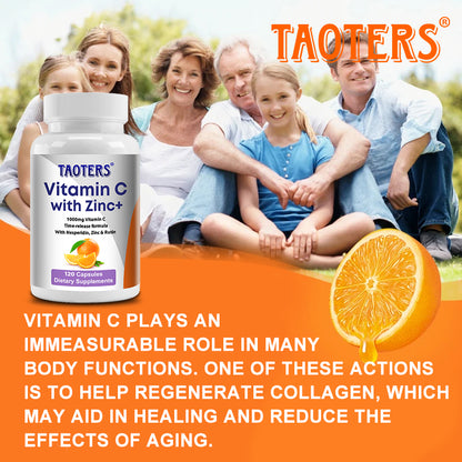 Taoters® Time-Release Vitamin C with Zinc Capsules for Immune & Overall Health