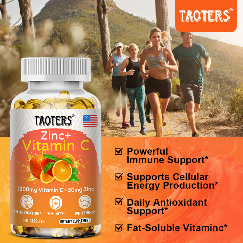 Taoters® Zinc and Vitamin C Capsules with Bioflavonoids & Rose Hips for Immune Support