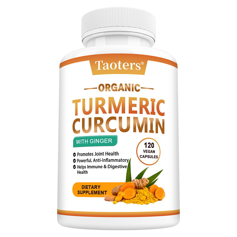 Taoters® Organic Turmeric Curcumin with Ginger – Powerful Anti-Inflammatory & Joint Health Support Supplement (30 Vegan Capsules)