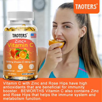Taoters® Zinc and Vitamin C Capsules with Bioflavonoids & Rose Hips for Immune Support