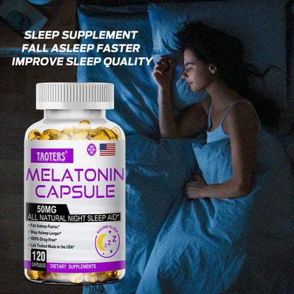 TAOTERS Melatonin 50MG Sleep Support Capsules | Advanced Nighttime Formula | 120 Capsules