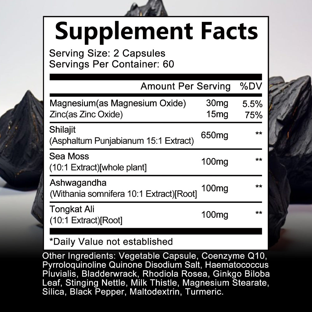 Taoters®  Pure Himalayan Shilajit C apsules (19-in-1) – Extra Strength Complex with Ashwagandha, Tongkat Ali & Rhodiola Rosea for Peak Energy & Vitality