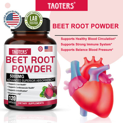Taoters® Organic Beet Root Powder Capsules for Blood Flow & Cardiovascular Health