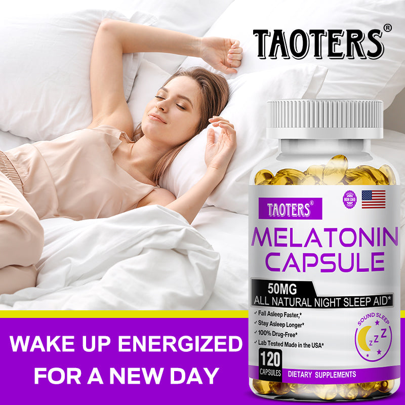 TAOTERS Melatonin 50MG Sleep Support Capsules | Advanced Nighttime Formula | 120 Capsules