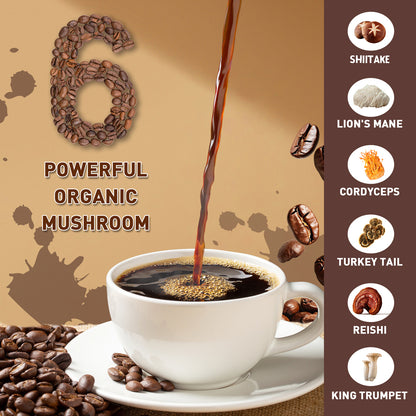 Taoters  Adaptogenic Mushroom Coffee – Focus, Energy & Immune Support with Lion’s Mane, Cordyceps & Reishi – 30 Servings