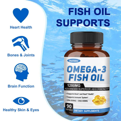 Omega-3 Fish Oil 1280mg – EPA DHA Supplement for Heart, Brain & Immune Support