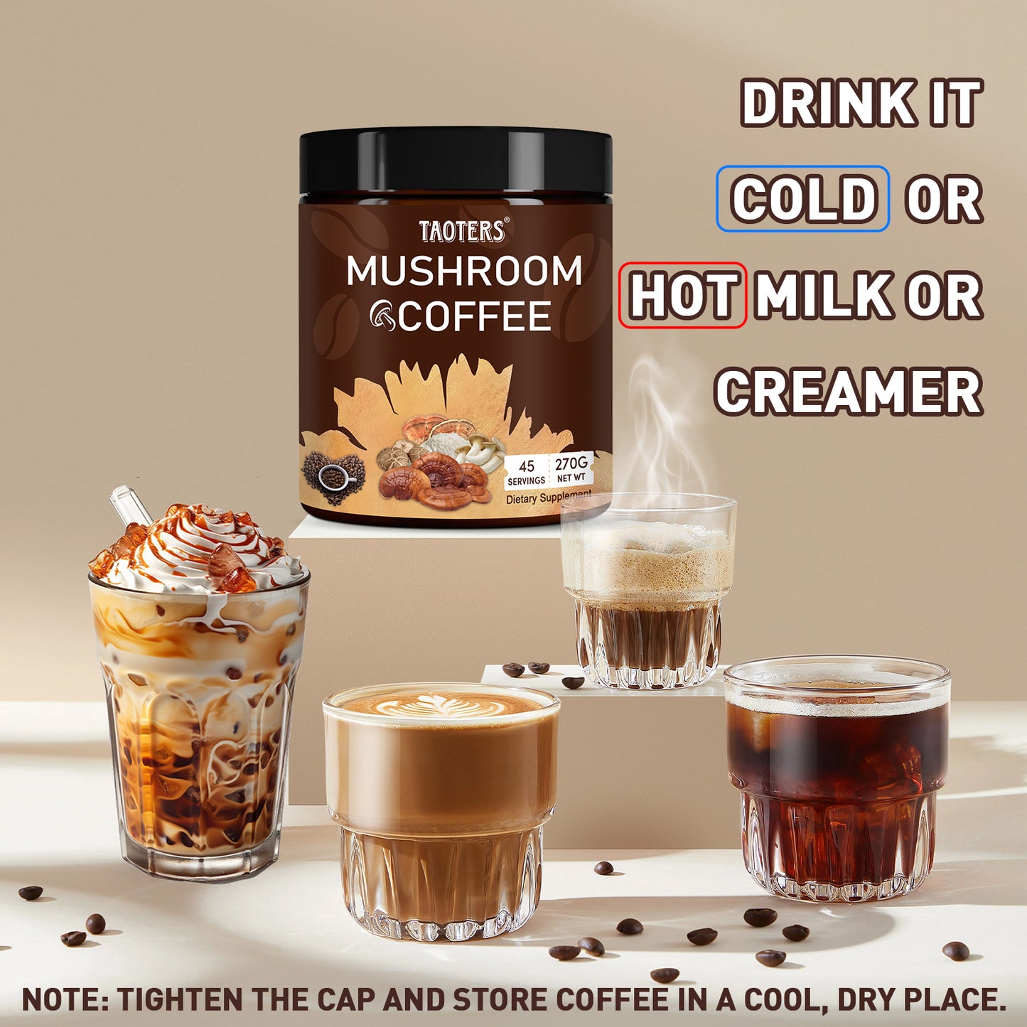 Taoters Mushroom Coffee – Focus Blend | 45 Servings