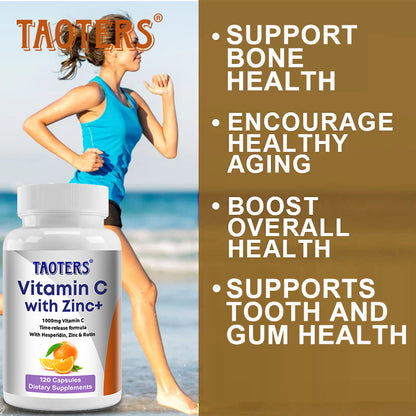 Taoters® Time-Release Vitamin C with Zinc Capsules for Immune & Overall Health