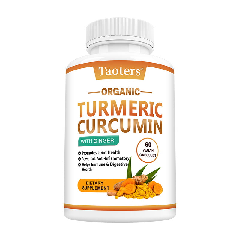 Taoters® Organic Turmeric Curcumin with Ginger – Powerful Anti-Inflammatory & Joint Health Support Supplement (30 Vegan Capsules)
