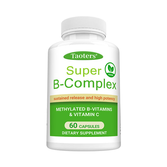 Taoters® Super B-Complex Capsules with Vitamin C, Methylated B-Vitamins & Sustained Energy Support