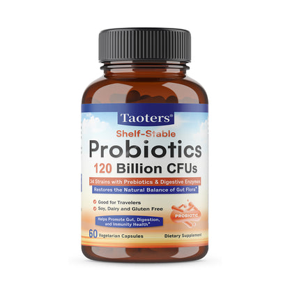 Taoters® Shelf-Stable Probiotics - 34 Strains with Prebiotics & Digestive Enzymes for Gut Health Support