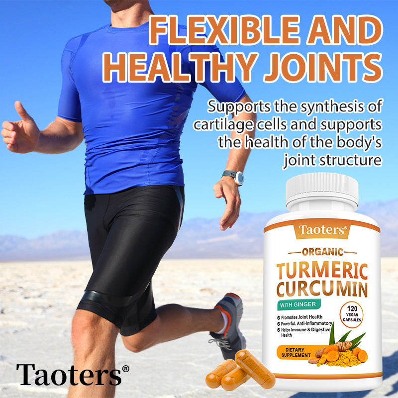 Taoters® Organic Turmeric Curcumin with Ginger – Powerful Anti-Inflammatory & Joint Health Support Supplement (30 Vegan Capsules)