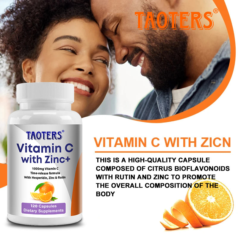 Taoters® Time-Release Vitamin C with Zinc Capsules for Immune & Overall Health