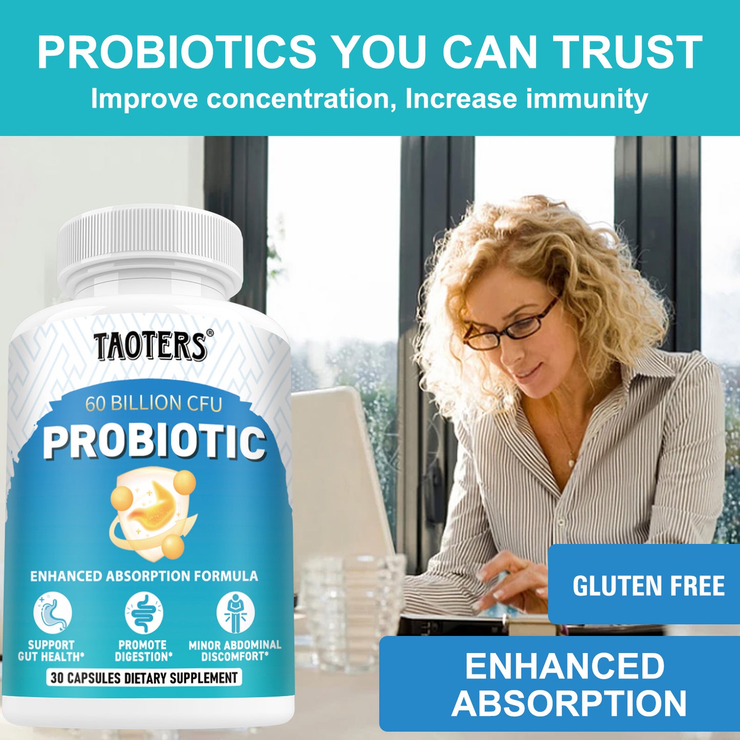 TAOTERS Probiotic 60 Billion CFU – Advanced Gut Health & Digestive Support Formula
