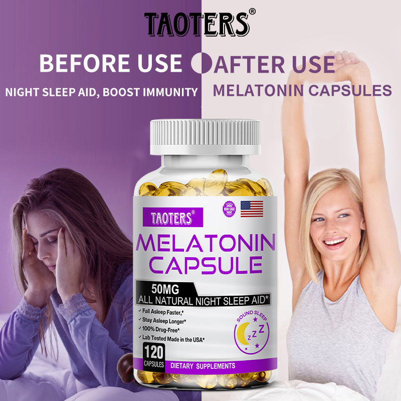 TAOTERS Melatonin 50MG Sleep Support Capsules | Advanced Nighttime Formula | 120 Capsules
