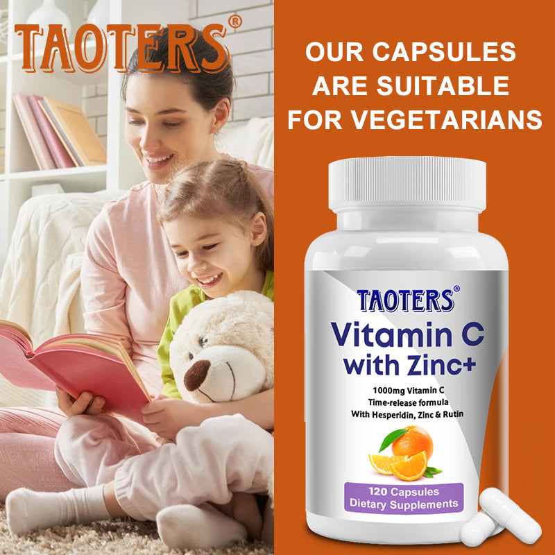 Taoters® Time-Release Vitamin C with Zinc Capsules for Immune & Overall Health
