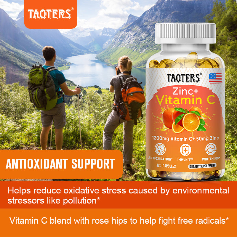 Taoters® Zinc and Vitamin C Capsules with Bioflavonoids & Rose Hips for Immune Support
