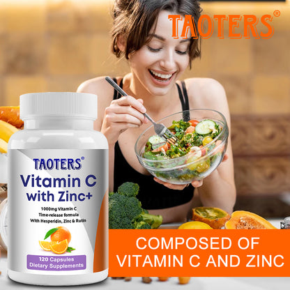 Taoters® Time-Release Vitamin C with Zinc Capsules for Immune & Overall Health