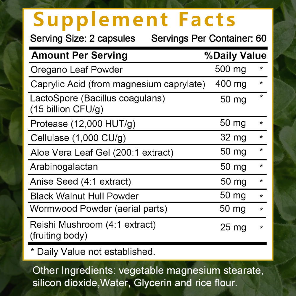 Taoters® Candida Cleanse Supplement Capsules with Oregano Leaf & Probiotics for Gut Health Support