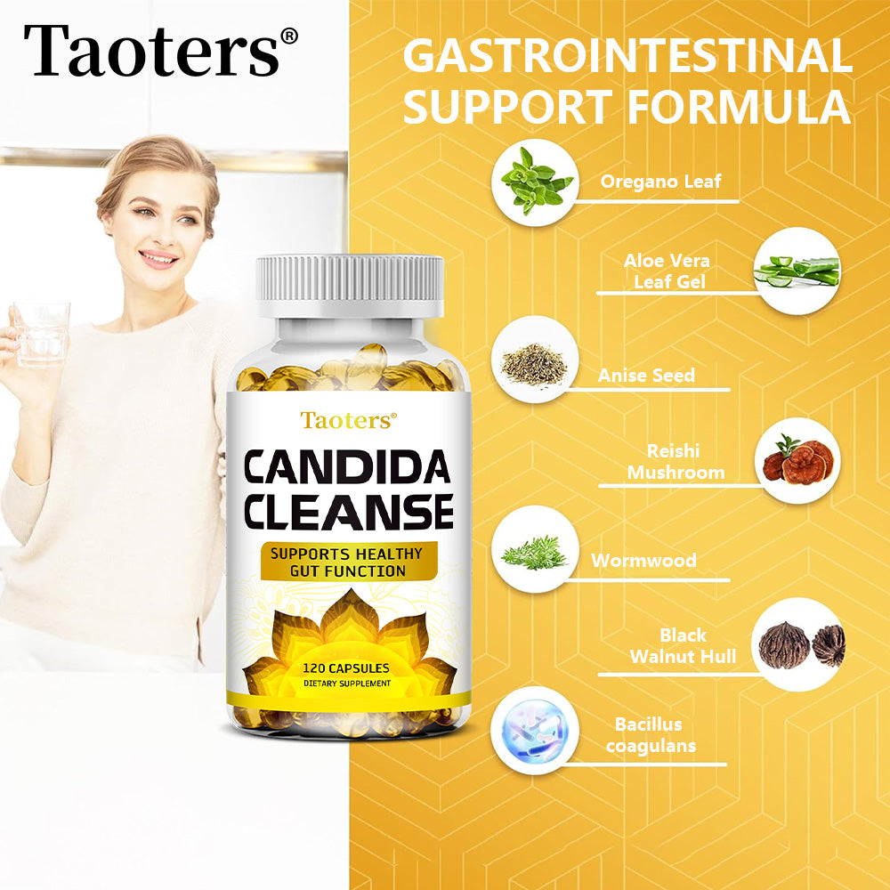 Taoters® Candida Cleanse Supplement Capsules with Oregano Leaf & Probiotics for Gut Health Support