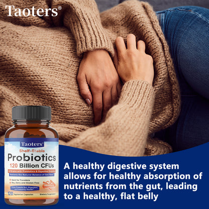 Taoters® Shelf-Stable Probiotics - 34 Strains with Prebiotics & Digestive Enzymes for Gut Health Support