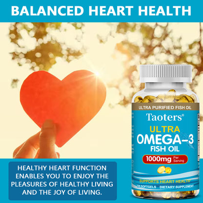 Taoters® Ultra Omega-3 Fish Oil Softgels with High EPA & DHA for Heart & Overall Health