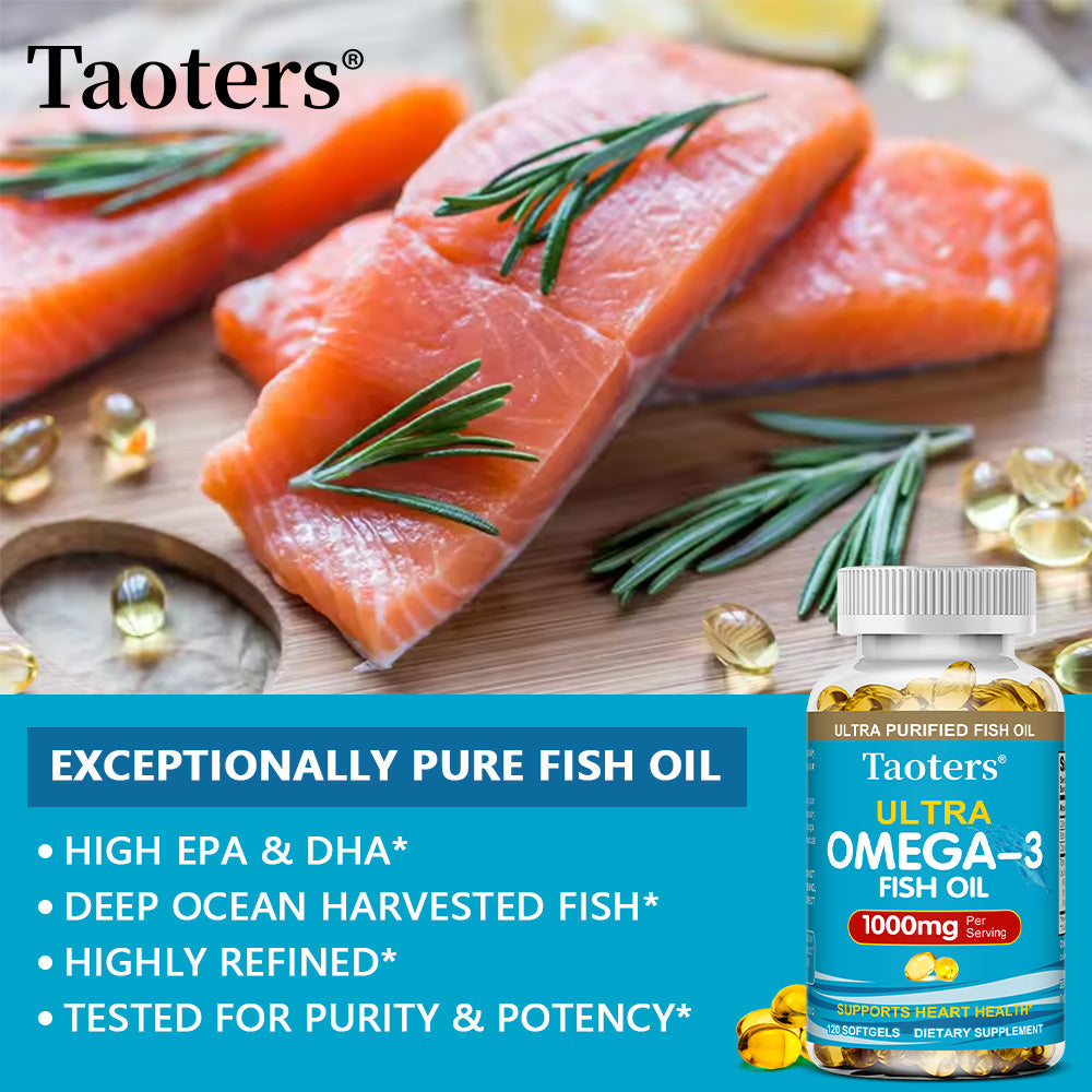 Taoters® Ultra Omega-3 Fish Oil Softgels with High EPA & DHA for Heart & Overall Health