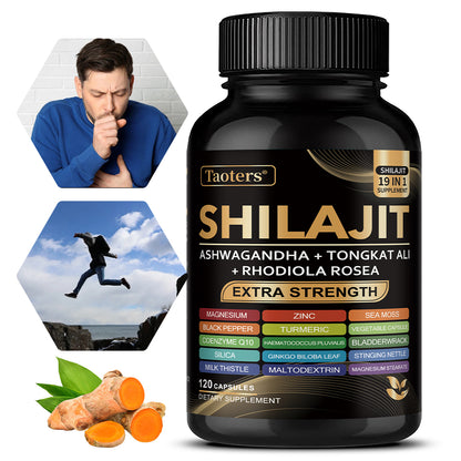 Taoters®  Pure Himalayan Shilajit C apsules (19-in-1) – Extra Strength Complex with Ashwagandha, Tongkat Ali & Rhodiola Rosea for Peak Energy & Vitality